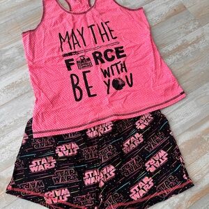 Star Wars Pink and Black Pajama Set L 12/14